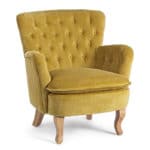 Křeslo orlins samet tmavě hořčicové