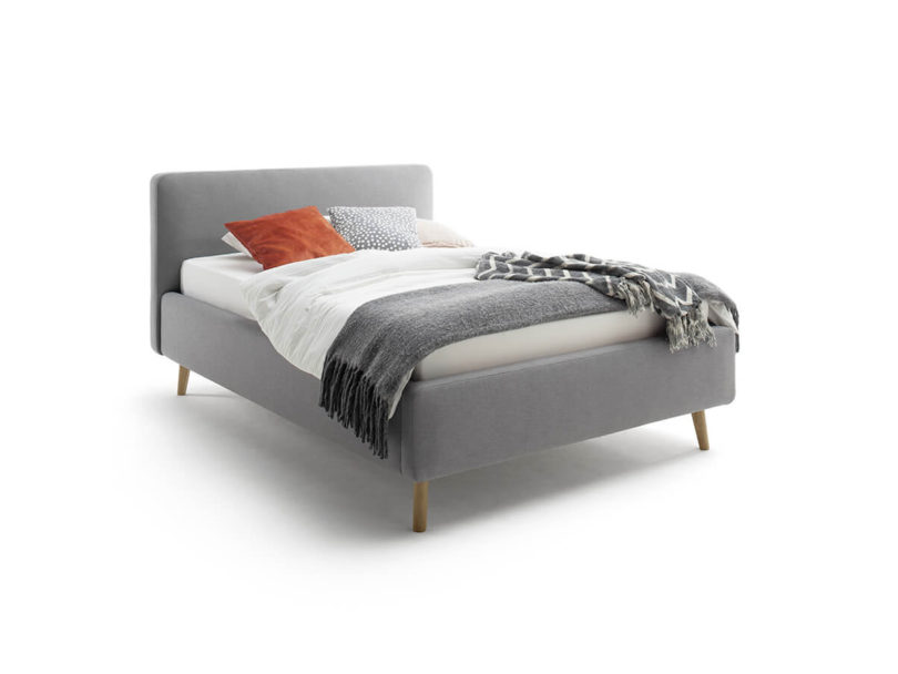 Postel taupe s úložným prostorem 140 x 200 cm světle šedá