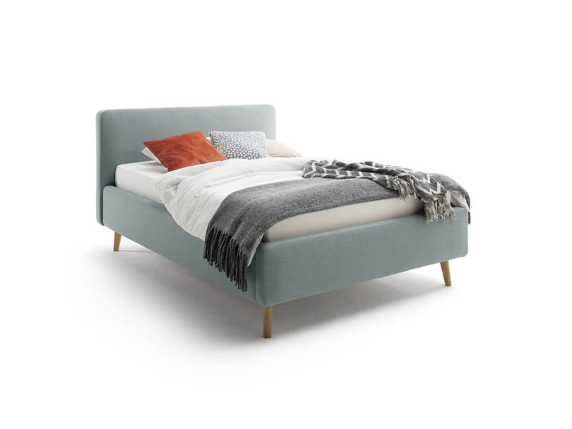 Postel taupe s úložným prostorem 140 x 200 cm modrá