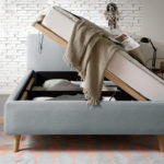 Postel taupe s úložným prostorem 140 x 200 cm modrá