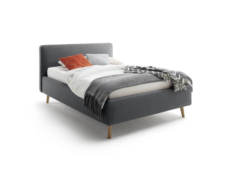 Postel taupe s úložným prostorem 140 x 200 cm tmavě šedá