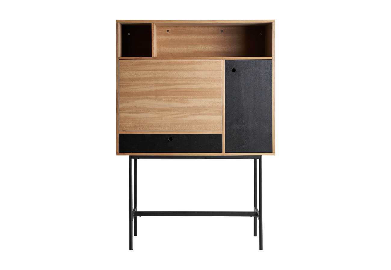 Sekretář sabraso 95 x 138 cm hnědo-černý