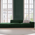 Třímístná pohovka judy levá 262 cm samet tmavě zelená