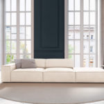 Třímístná pohovka judy pravá 262 cm samet světle béžová