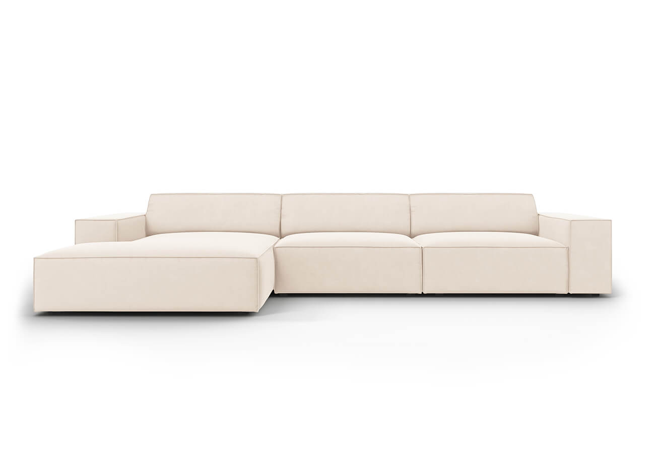 Rohová pohovka judy levá 284 cm samet světle béžová