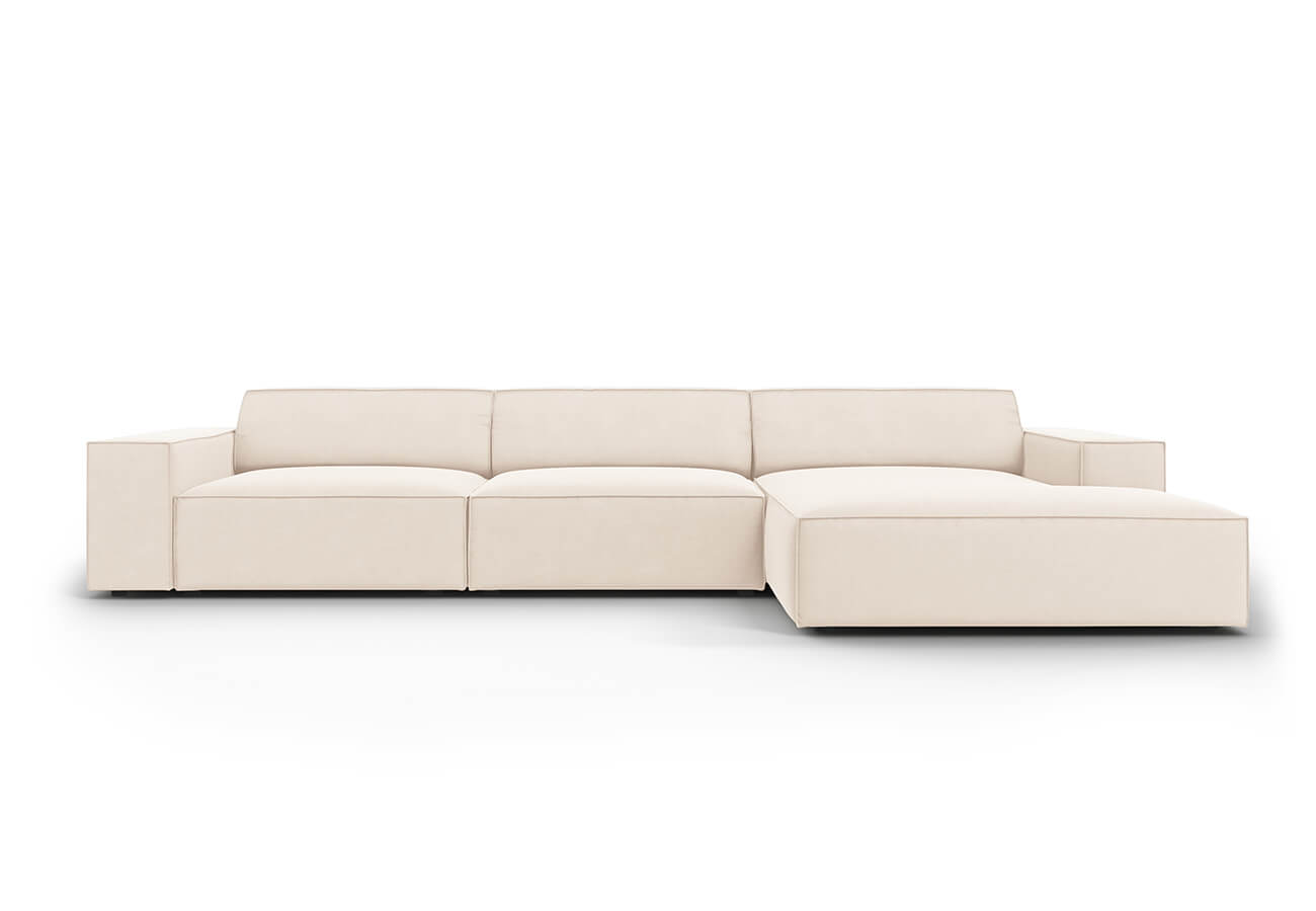 Rohová pohovka judy pravá 284 cm samet světle béžová