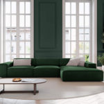 Rohová pohovka judy pravá 284 cm samet tmavě zelená