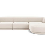 Rohová pohovka milany pravá 255 cm samet světle béžová