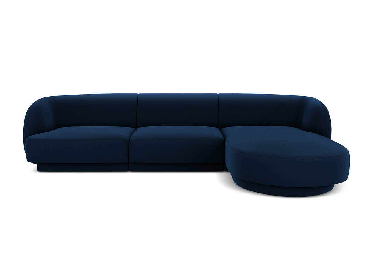 Rohová pohovka milany pravá 255 cm samet modrá