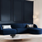Rohová pohovka milany pravá 255 cm samet modrá