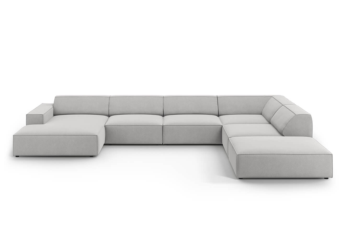 Rohová pohovka judy do tvaru U pravá světle šedá