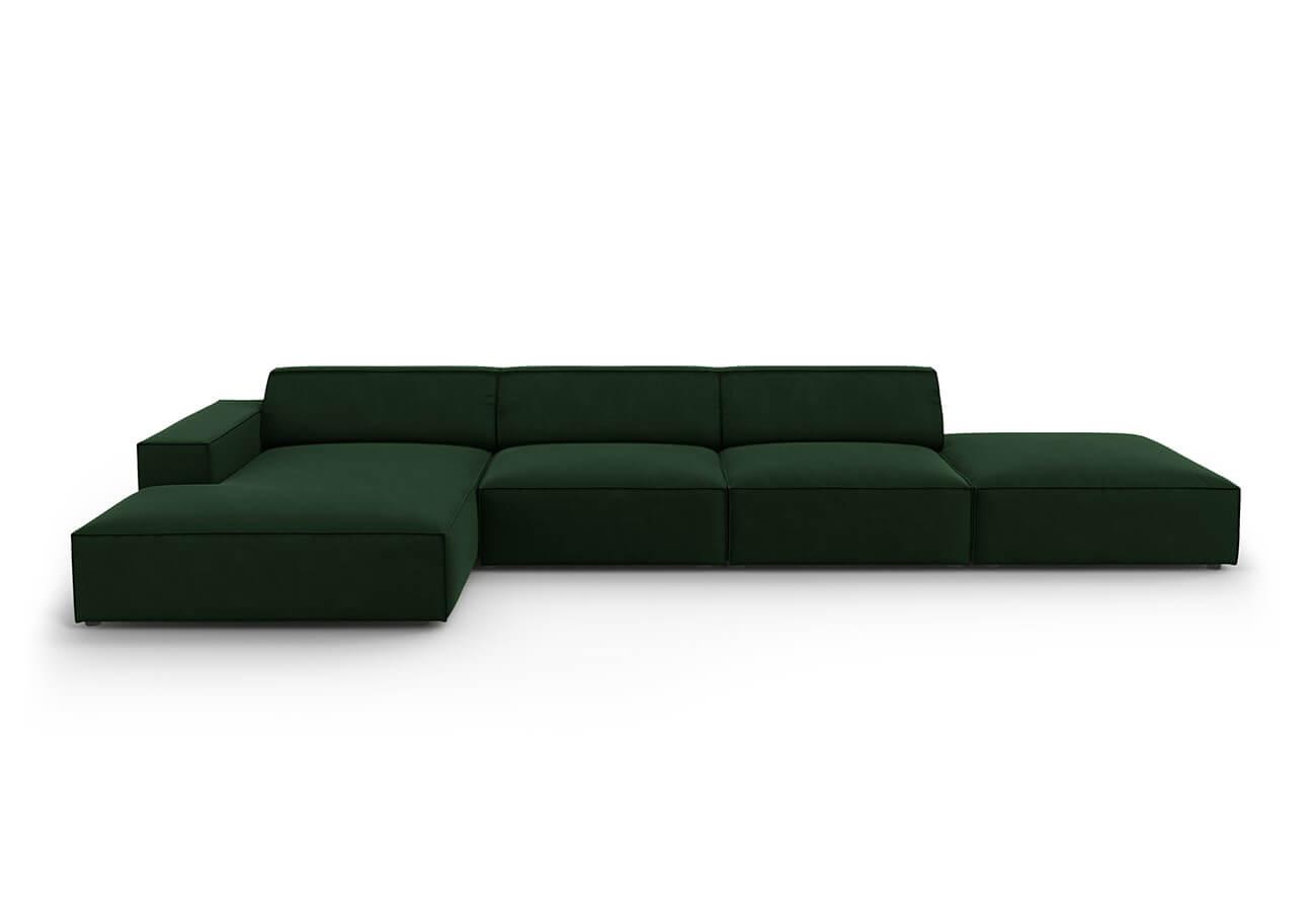 Rohová pohovka judy levá 341 cm samet tmavě zelená
