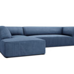 Rohová pohovka buro s područkami levá 273 cm manšestr petrolejová modrá