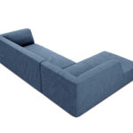 Rohová pohovka buro s područkami levá 273 cm manšestr petrolejová modrá