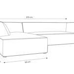 Rohová pohovka buro s područkami levá 273 cm manšestr petrolejová modrá