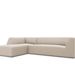 Rohová pohovka buro s područkami levá 273 cm samet písková