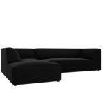 Rohová pohovka buro s područkami levá 273 cm samet černá