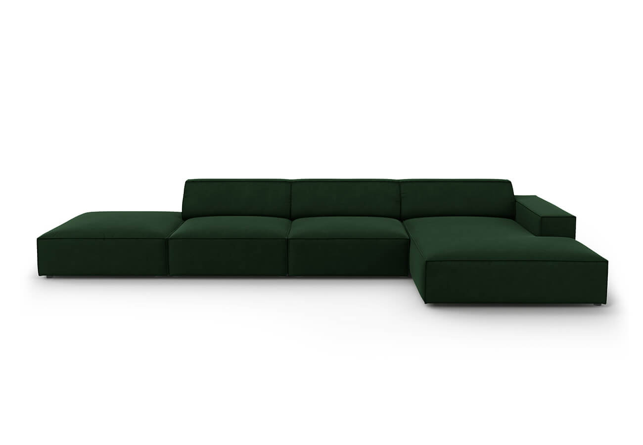 Rohová pohovka judy pravá 341 cm samet tmavě zelená