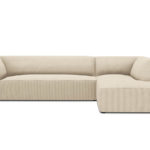 Rohová pohovka buro s područkami pravá 273 cm manšestr béžová