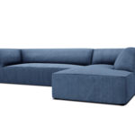 Rohová pohovka buro s područkami pravá 273 cm manšestr petrolejová modrá