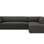 Rohová pohovka buro s područkami pravá 273 cm manšestr antracit