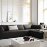 Rohová pohovka buro s područkami pravá 273 cm manšestr antracit