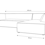 Rohová pohovka buro s područkami pravá 273 cm manšestr petrolejová modrá