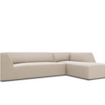 Rohová pohovka buro s područkami pravá 273 cm samet písková