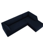 Rohová pohovka buro s područkami pravá 273 cm samet modrá