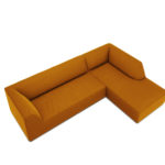 Rohová pohovka buro s područkami pravá 273 cm samet hořčicová