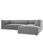 Rohová pohovka buro s područkami pravá 273 cm samet šedá