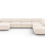 Rohová pohovka judy do tvaru U pravá samet světle béžová