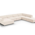 Rohová pohovka judy do tvaru U pravá samet světle béžová