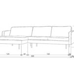 Rohová pohovka rodeo levá 300 cm samet červenohnědá