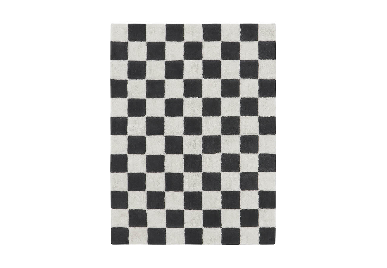 Pratelný kostkovaný koberec tilly 120 x 160 cm černý