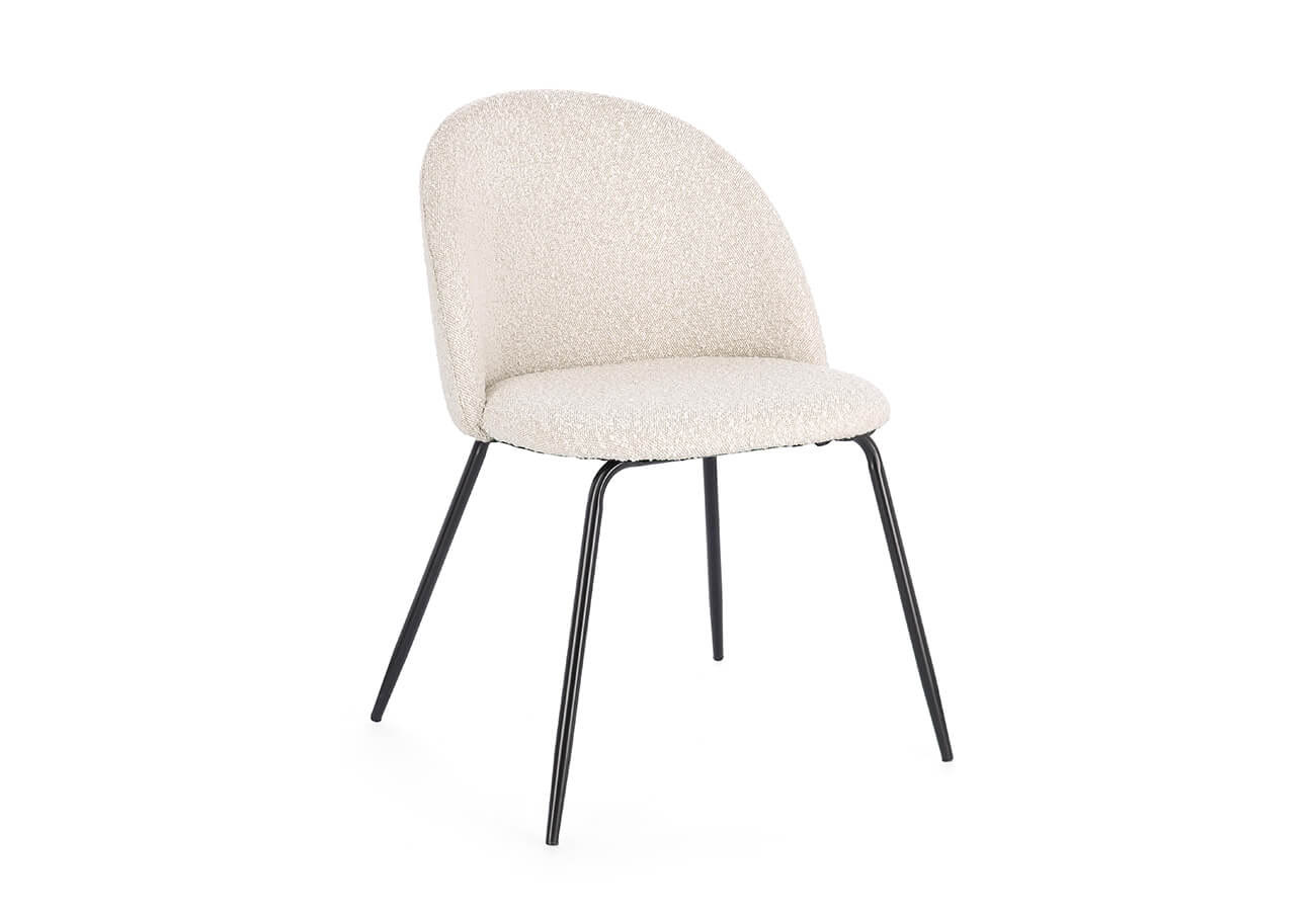 Jídelní židle tyna bouclé béžová/černé nožičky