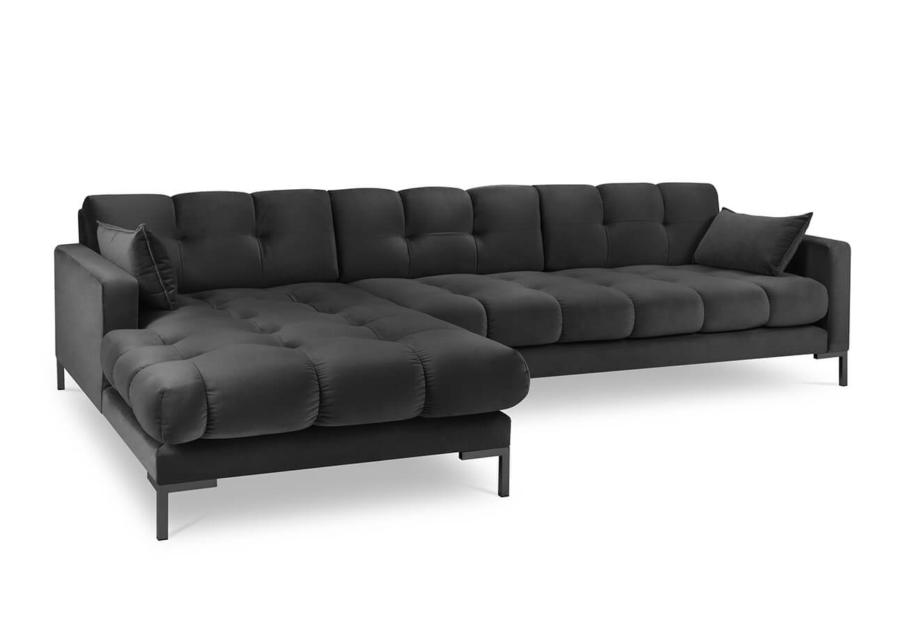 Rohová pohovka mamaia levá 293 cm samet tmavě šedá