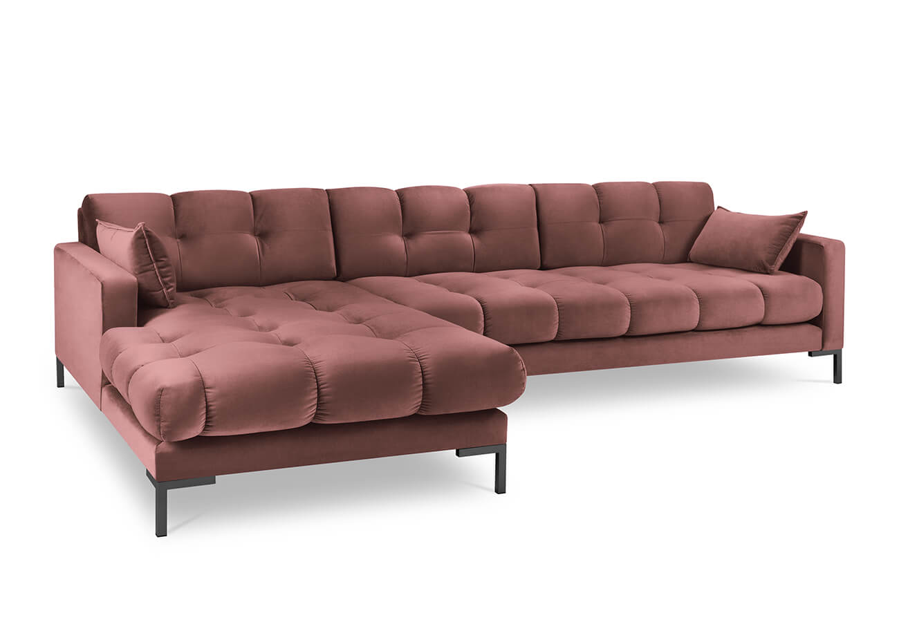 Rohová pohovka mamaia levá 293 cm samet růžová