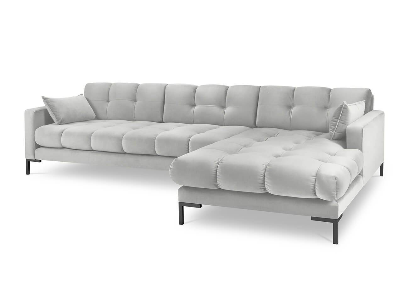 Rohová pohovka mamaia pravá 293 cm samet světle šedá