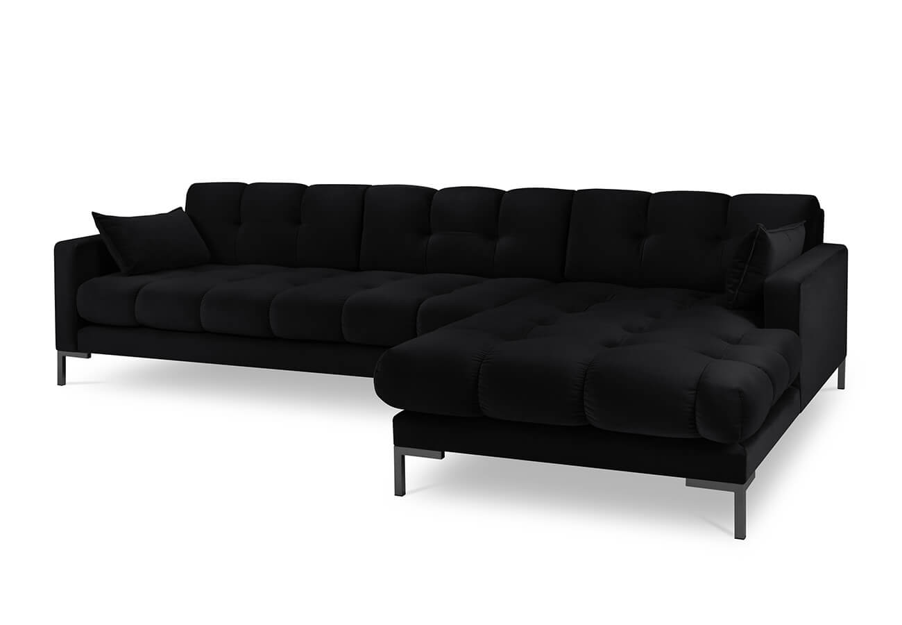 Rohová pohovka mamaia pravá 293 cm samet černá