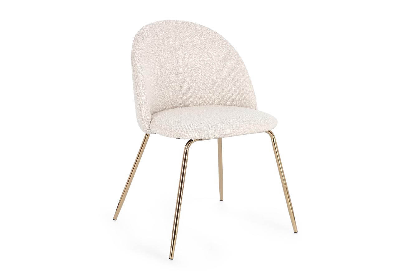 Jídelní židle tyna bouclé béžová/zlaté nožičky