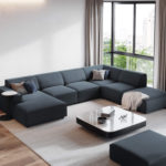 Rohová pohovka judy do tvaru U pravá modrá