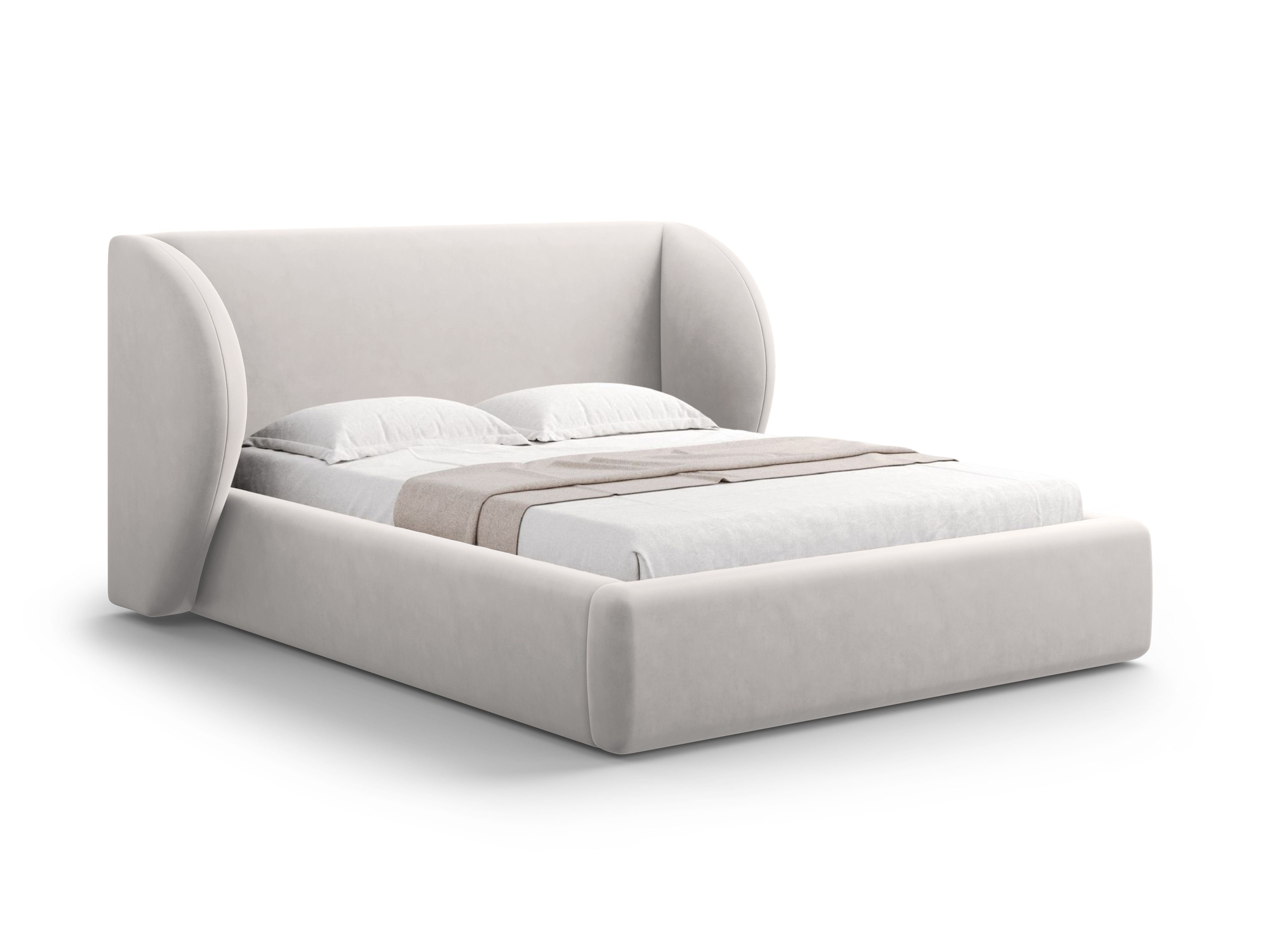 Čalouněná postel milany s úložným prostorem 200 x 200 cm světle šedá