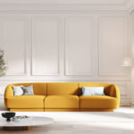 Třímístná pohovka milany 255 cm samet žlutá