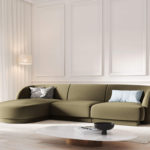 Rohová pohovka milany levá 255 cm samet zelená