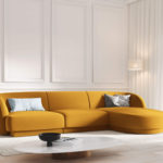 Rohová pohovka milany pravá 255 cm samet žlutá