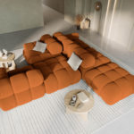 Modulární čtyřmístná pohovka  Bella 282 cm samet hnědá levá