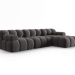 Modulární čtyřmístná pohovka Bella 282 cm samet šedá pravá