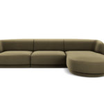 Rohová pohovka milany pravá 255 cm samet zelená