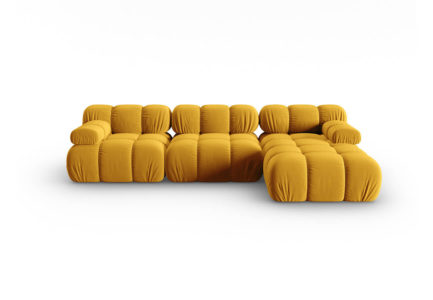 Modulární čtyřmístná pohovka Bella 282 cm samet žlutá pravá